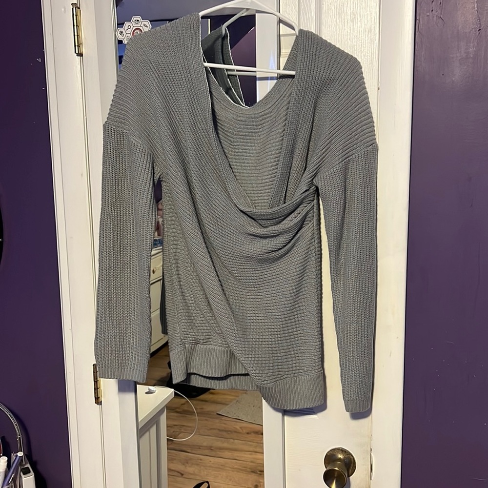Never worn gray cross sweater